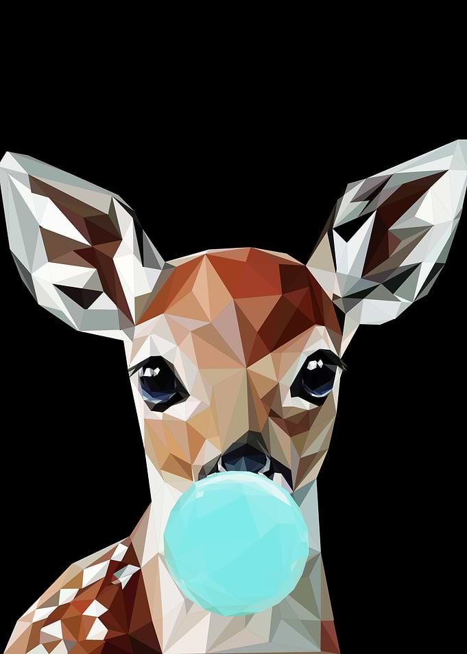 Deer blowing a bubblegum bubble