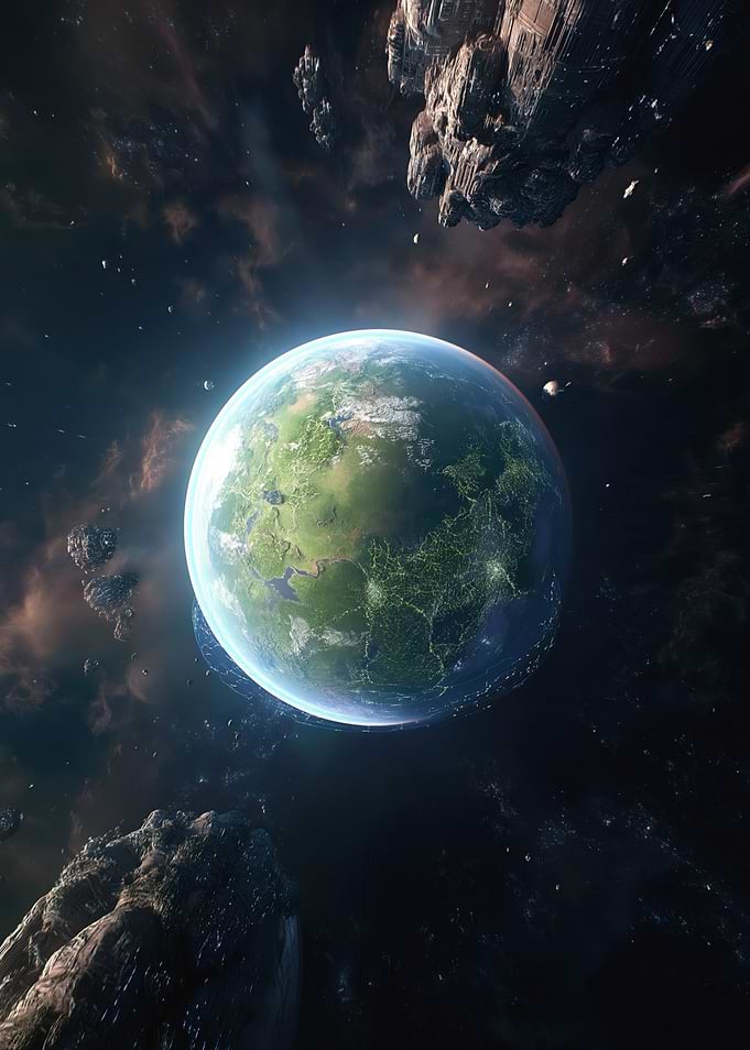 Earth from Space with Asteroids