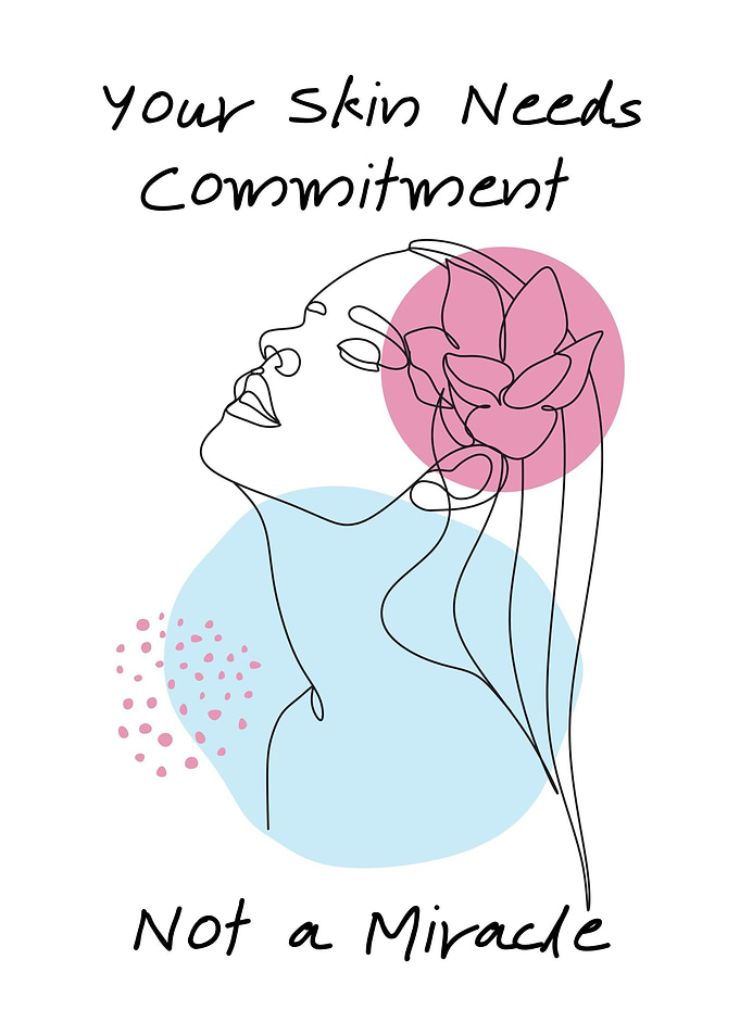 Woman's Face with Flower and skin Quote
