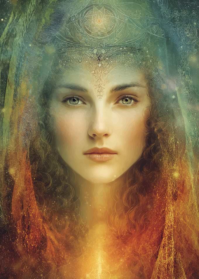 Mystical Woman with Ornate Headdress