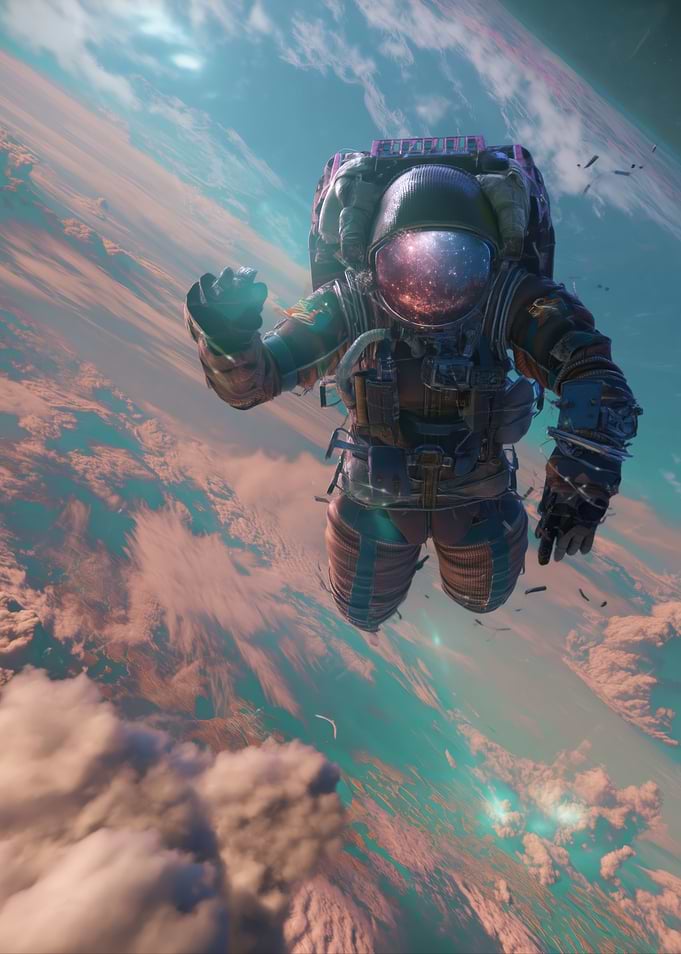 Astronaut Floating Above Earth