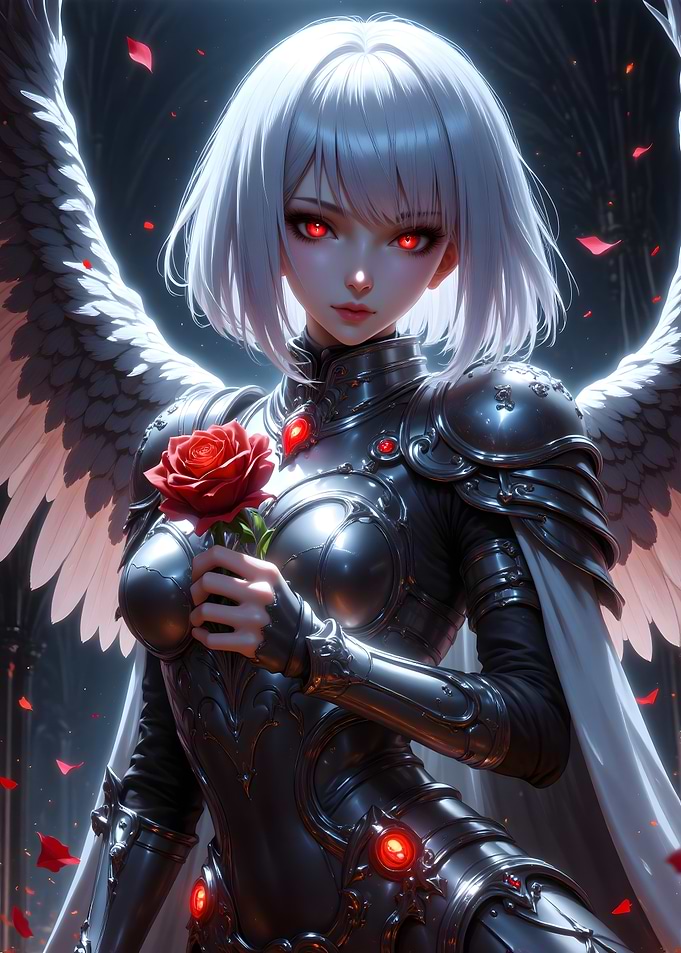 Angelic Knight with Red Rose