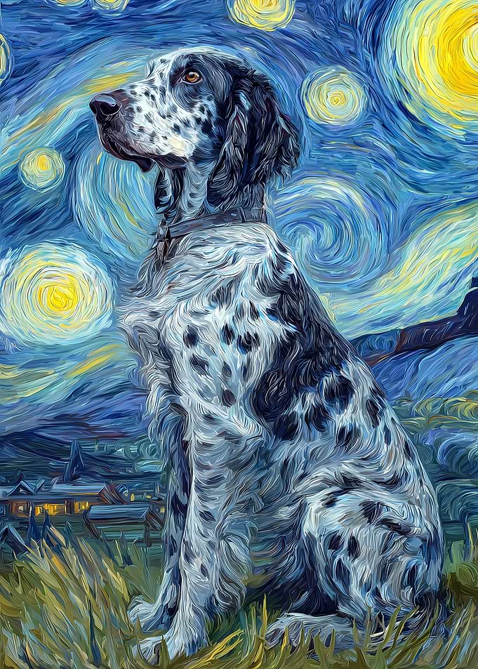 Dog in Starry Night Style