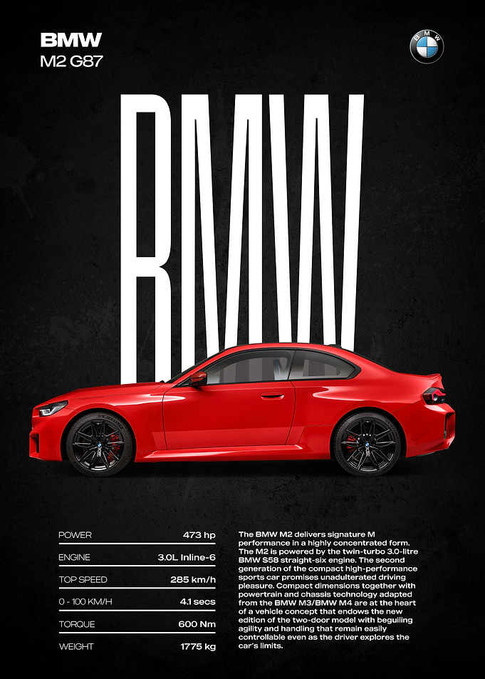 BMW M2 G87 Car Poster