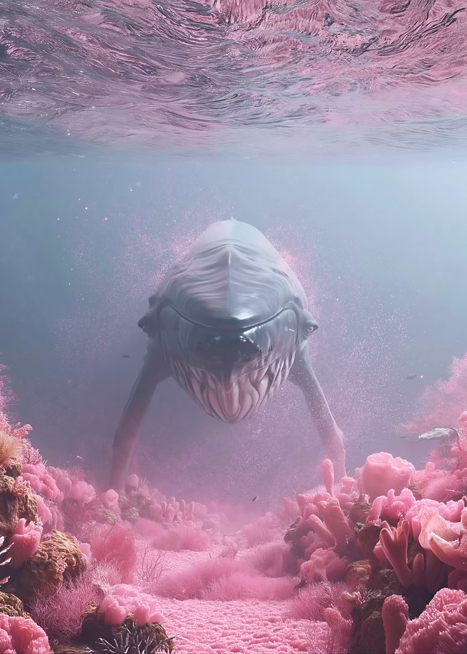 Whale in a Pink Coral Reef