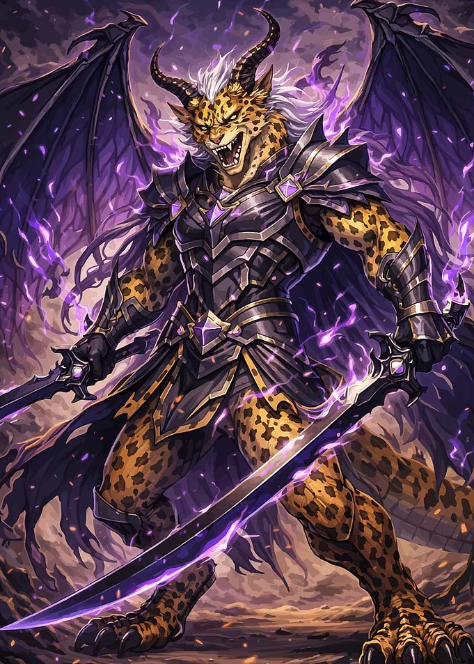 Leopard Warrior with Purple Energy