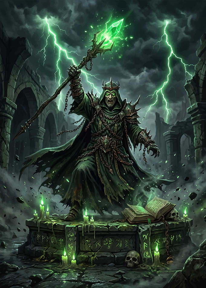 Dark Wizard with Crystal Staff