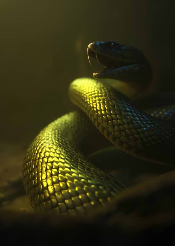 Aggressive Snake with Open Mouth