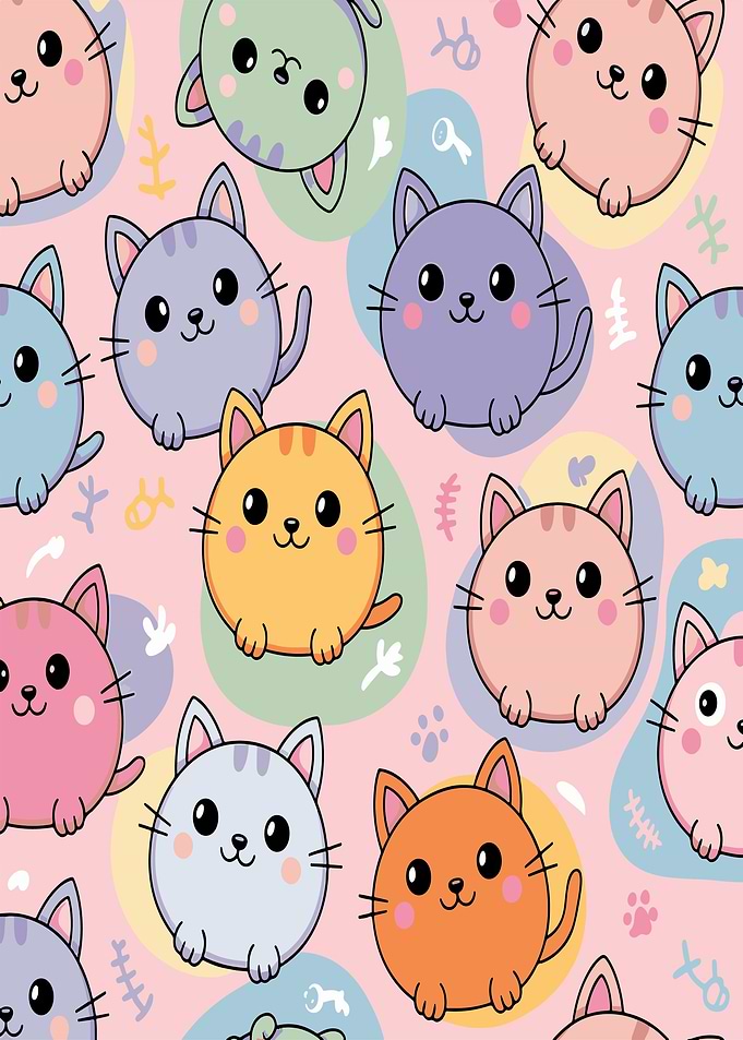 Cute Kawaii Cats Pattern