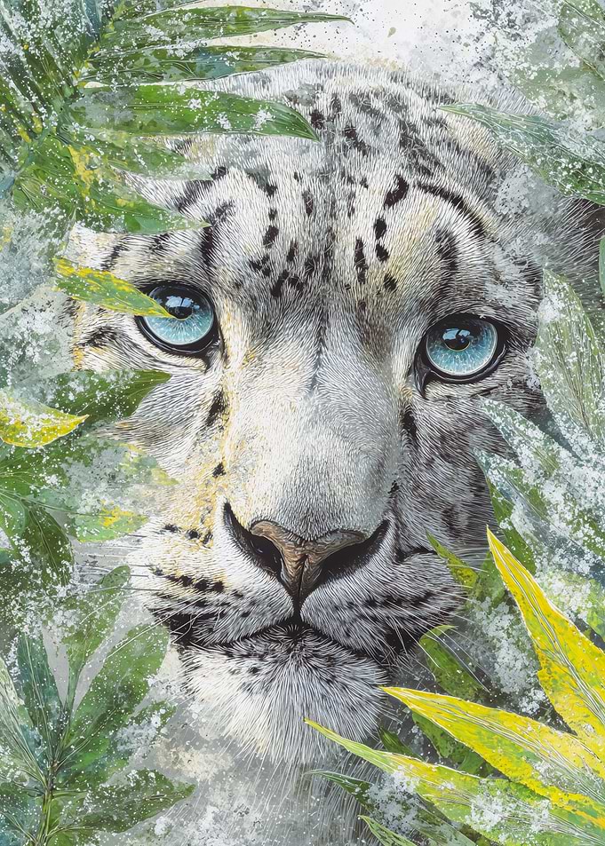 Detailed Snow Leopard Blue Eyes