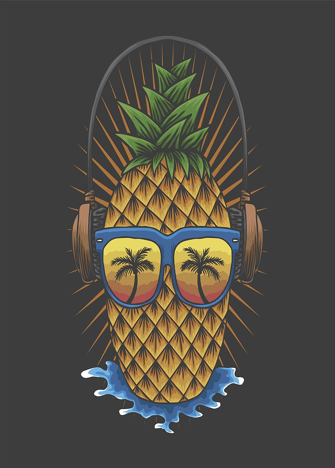 Pineapple DJ with Sunglasses
