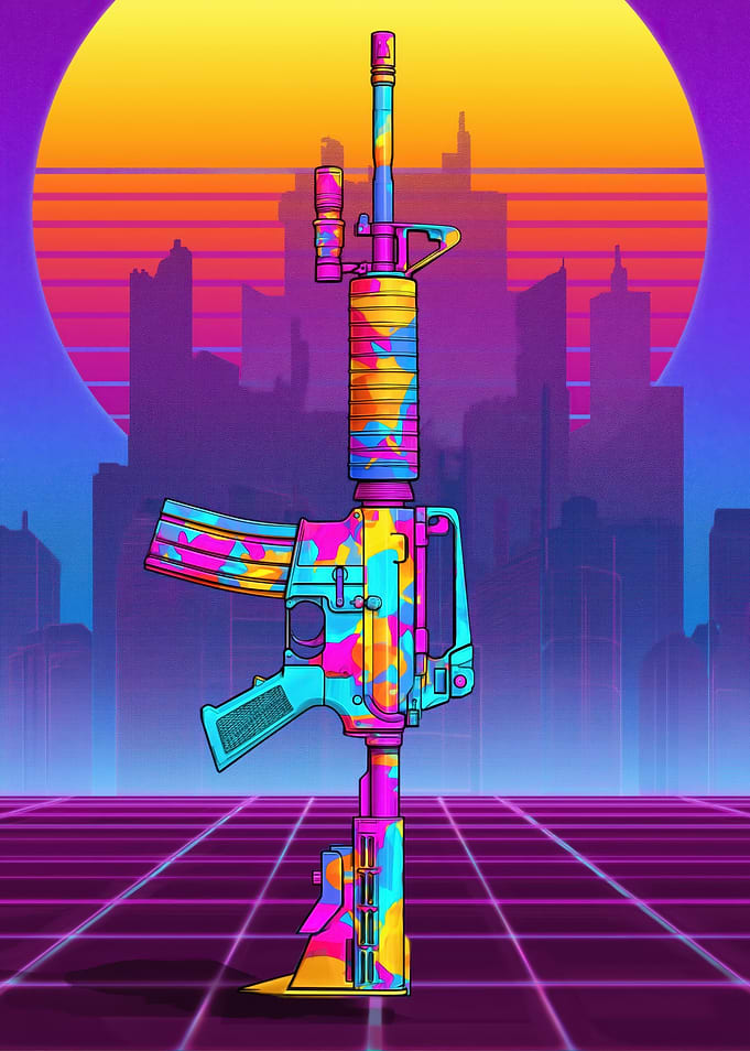 Retro Cyberpunk Rifle Art