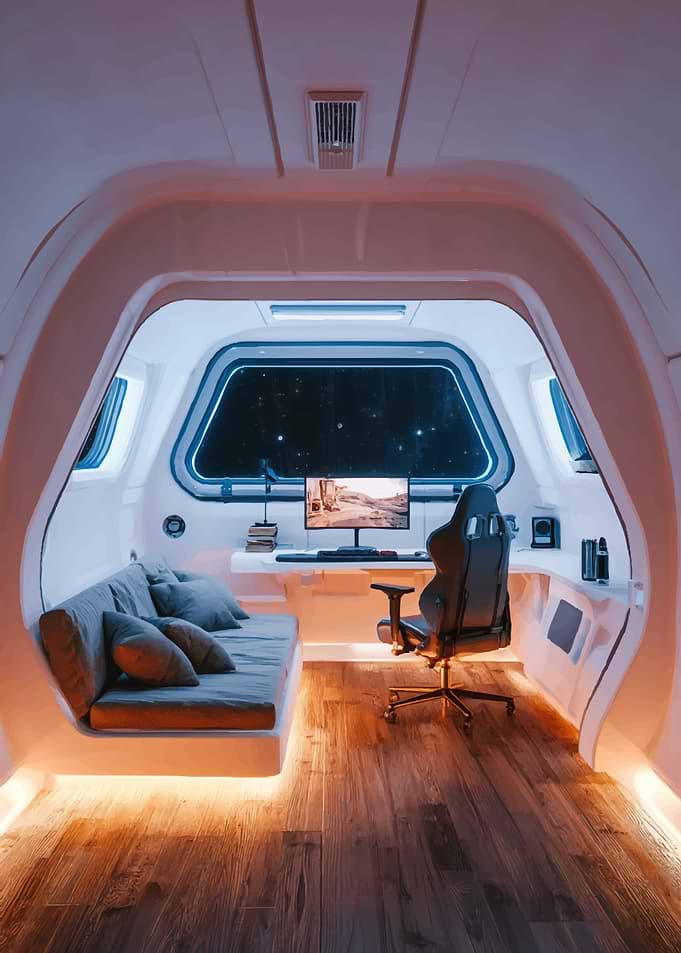Futuristic Space Station Gaming Room