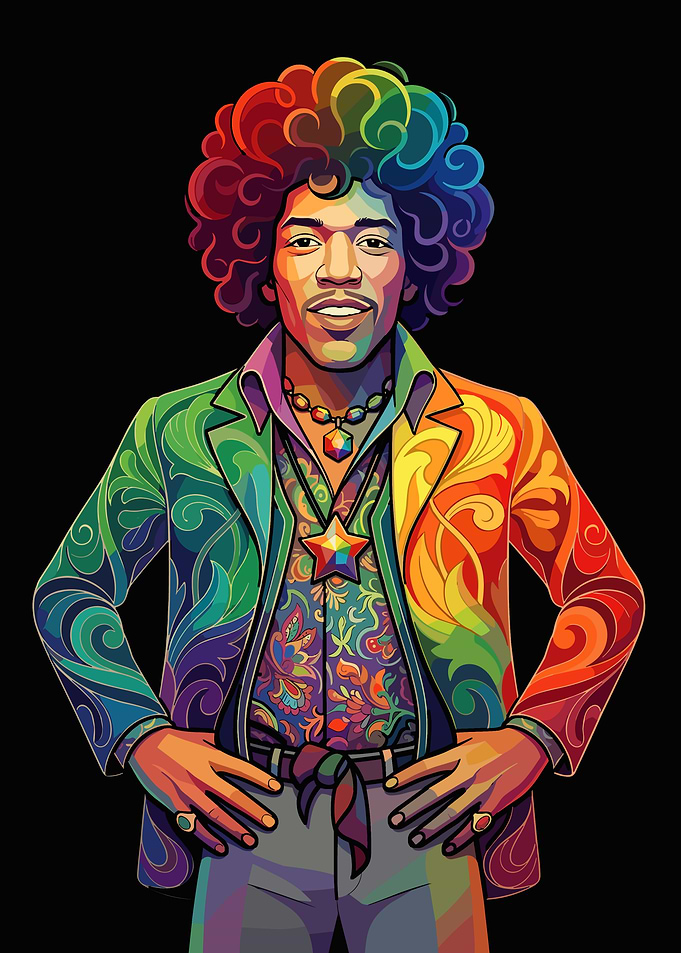 Jimi Hendrix Rainbow Pop Art