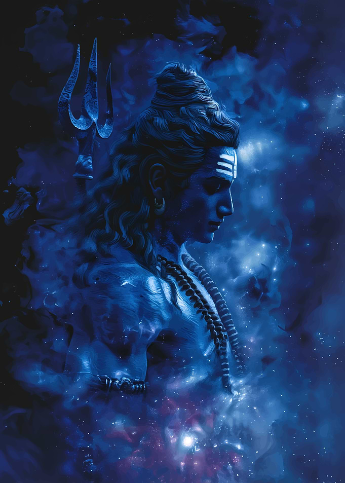 Lord Shiva in Cosmic Nebula