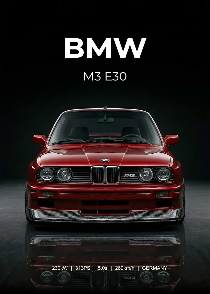 sport red BMW M3 E30 Front View