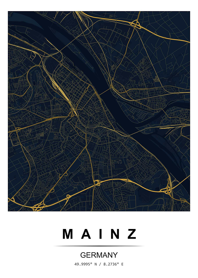 Mainz Germany Map Poster