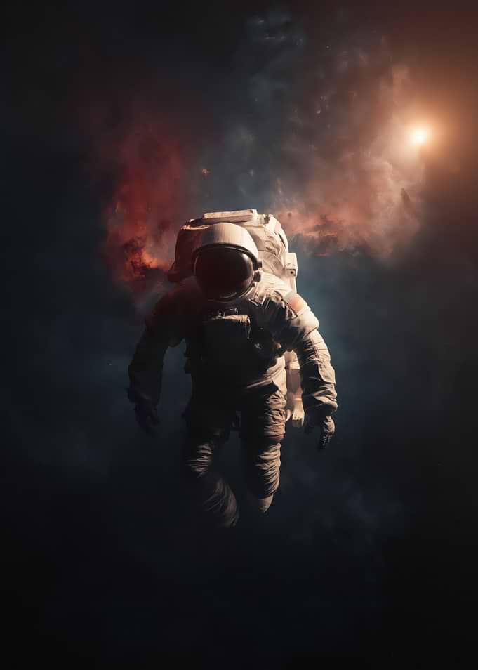 Astronaut Floating in Nebula