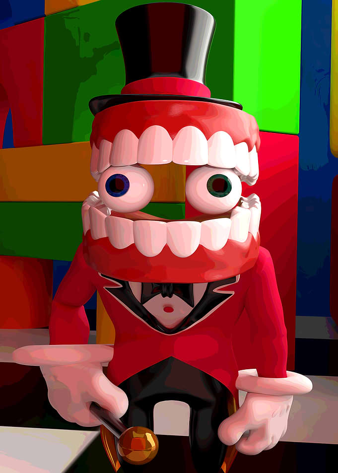 Creepy Toothy Character in Tuxedo