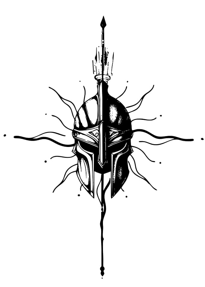 Spartan Helmet with Sunburst