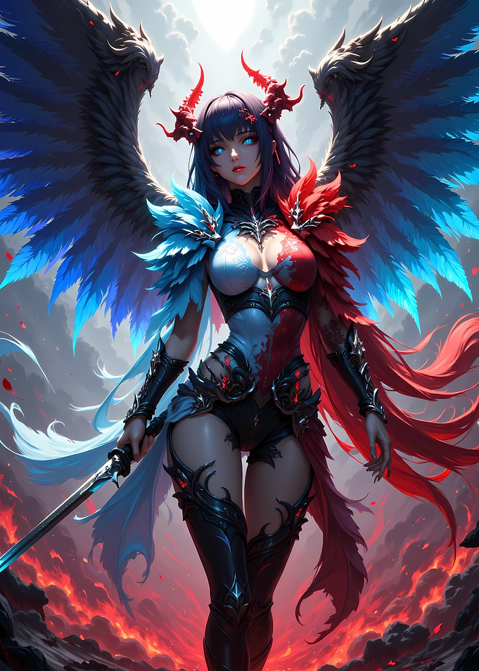 Dual-Winged Warrior with Sword