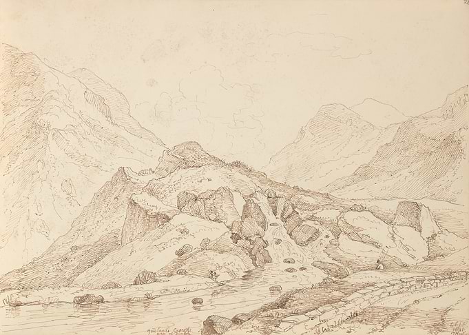 Mountain Landscape with River and Figures