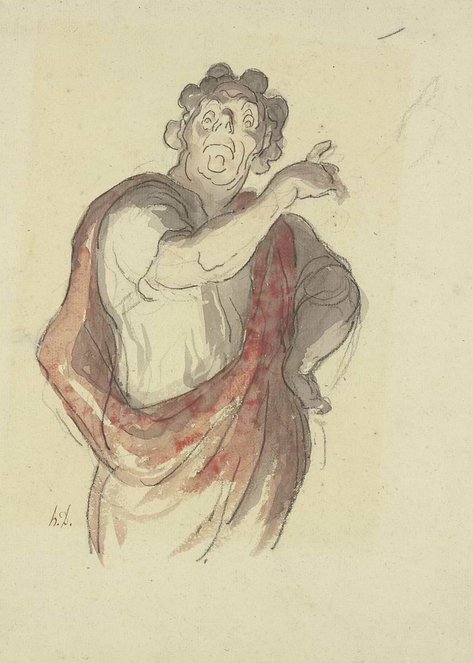 Dramatic Figure in Red Drape