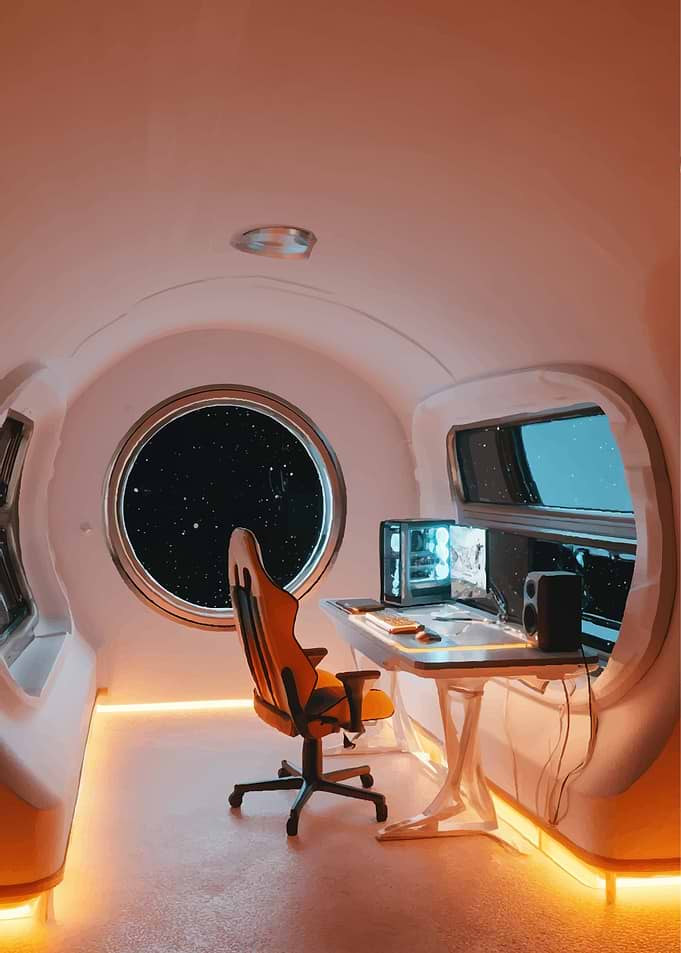 Futuristic Gaming Setup in Space