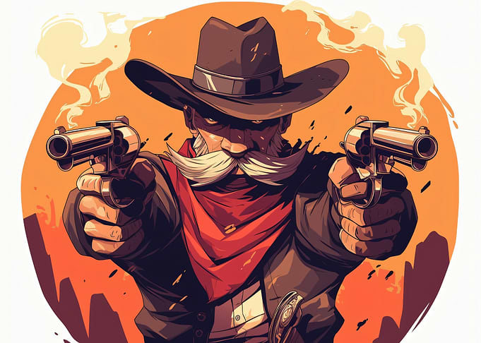 Cowboy with two guns