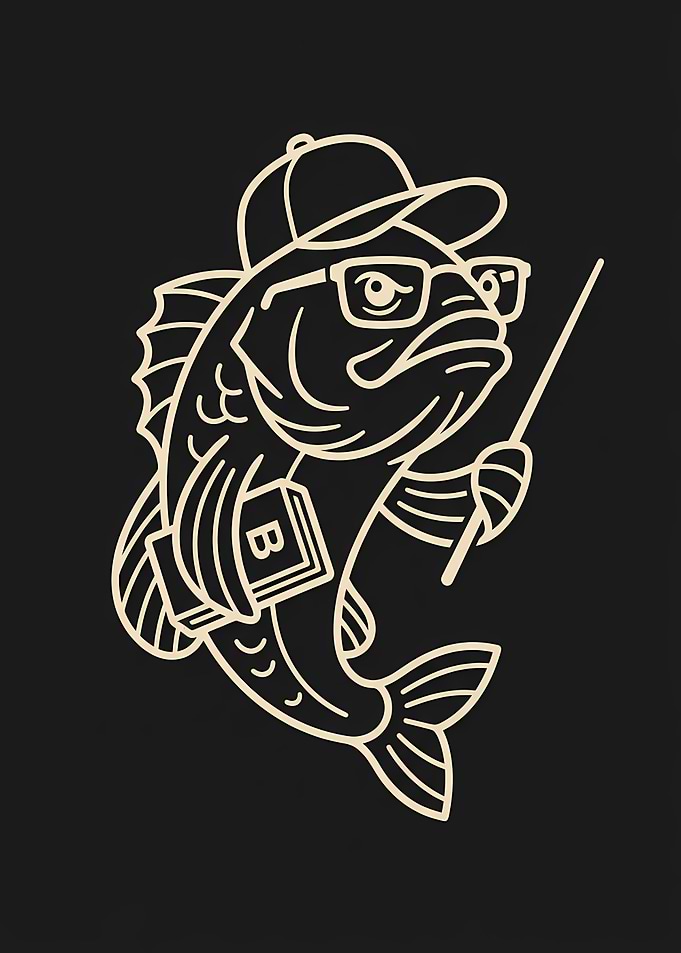 Fish Teacher with Book and Pointer
