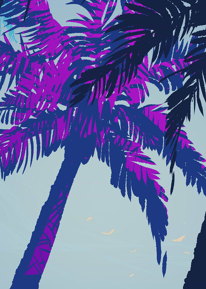Vibrant Palm Trees in Abstract Style