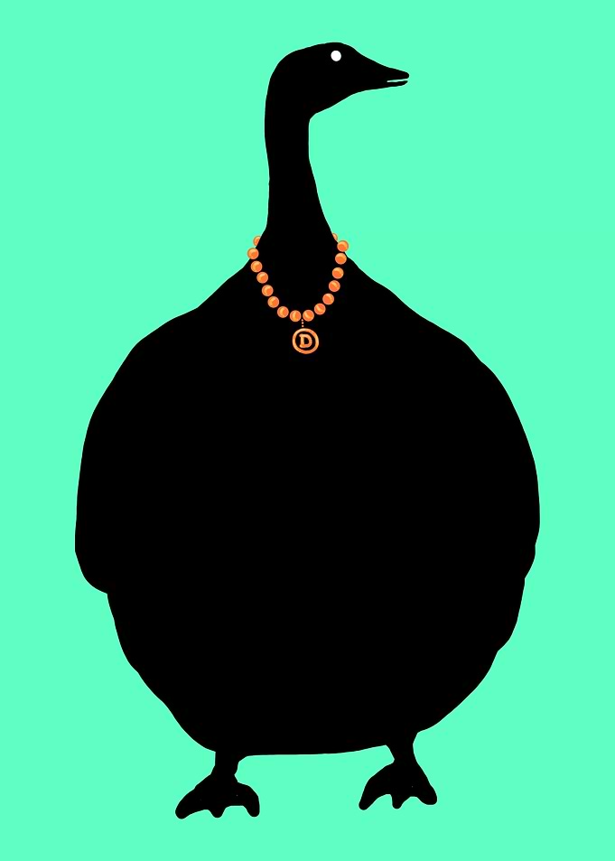 Black Goose Wearing a Pearl Necklace