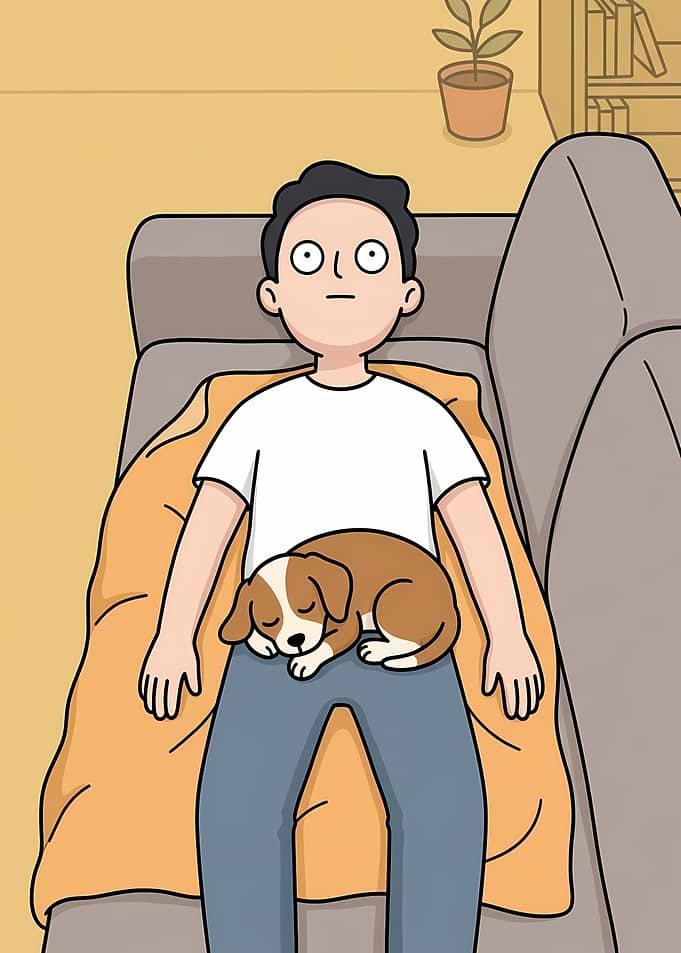 Man and Dog Relaxing on Couch