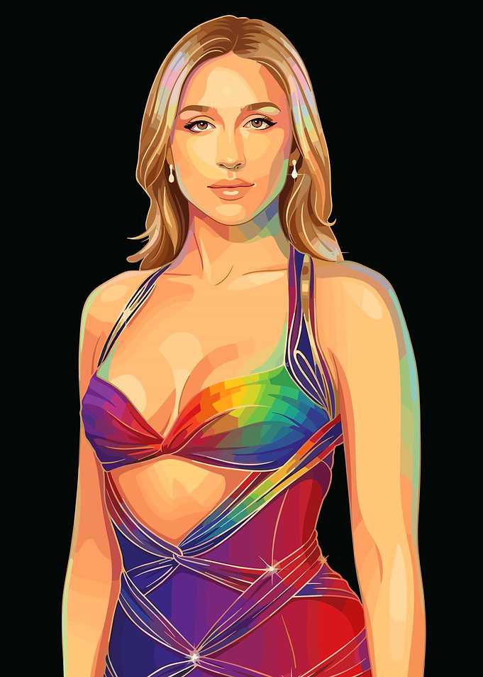Tate McRae in Rainbow Halter Dress