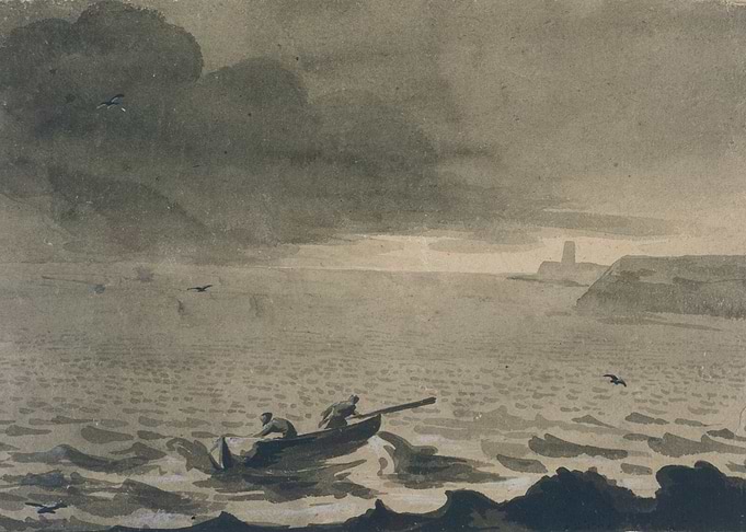 Seascape with Boat and Lighthouse