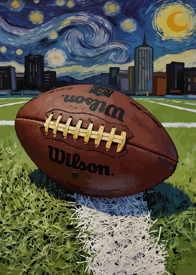 American Football Under Starry Night Sky