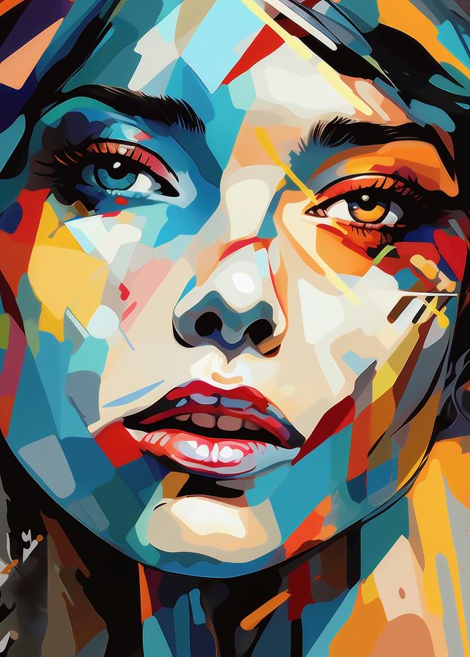 Abstract Cubist Portrait of a Woman