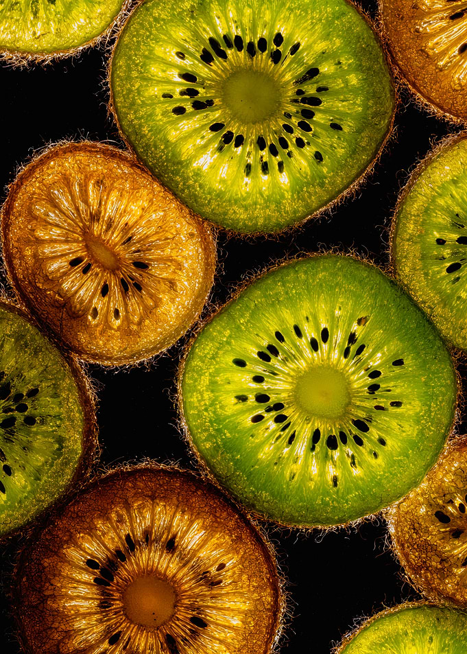 Vibrant Backlit Kiwi Slices Art
