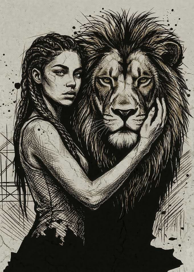 Woman Embracing a Lion