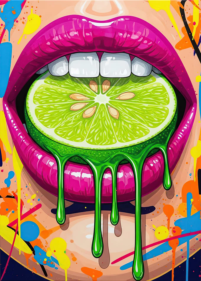 Juicy Lime Slice in Pink Lips