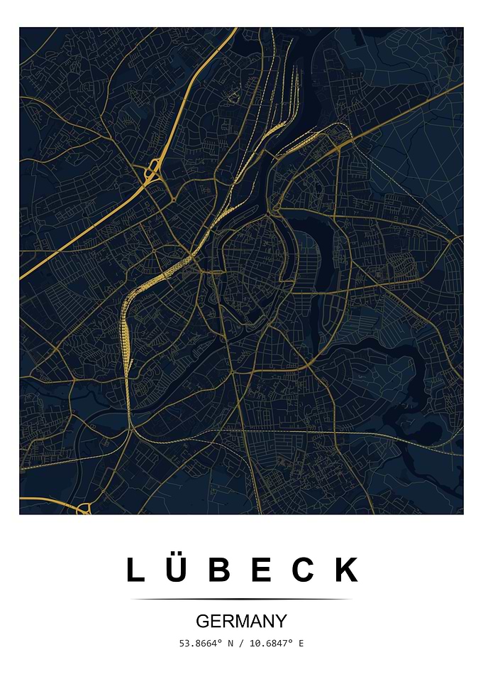 Lübeck City Map Poster