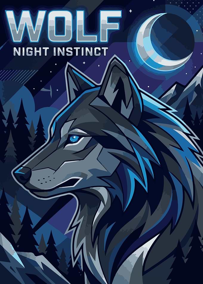 Wolf Night Instinct Poster