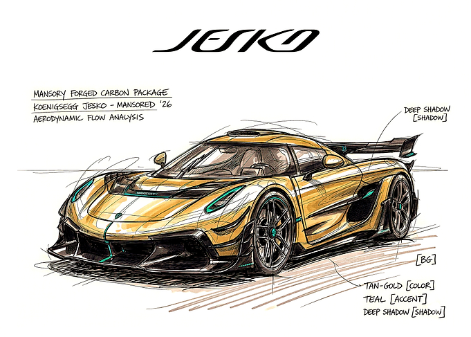 Koenigsegg Jesko Mansory Forged Carbon Package Sketch