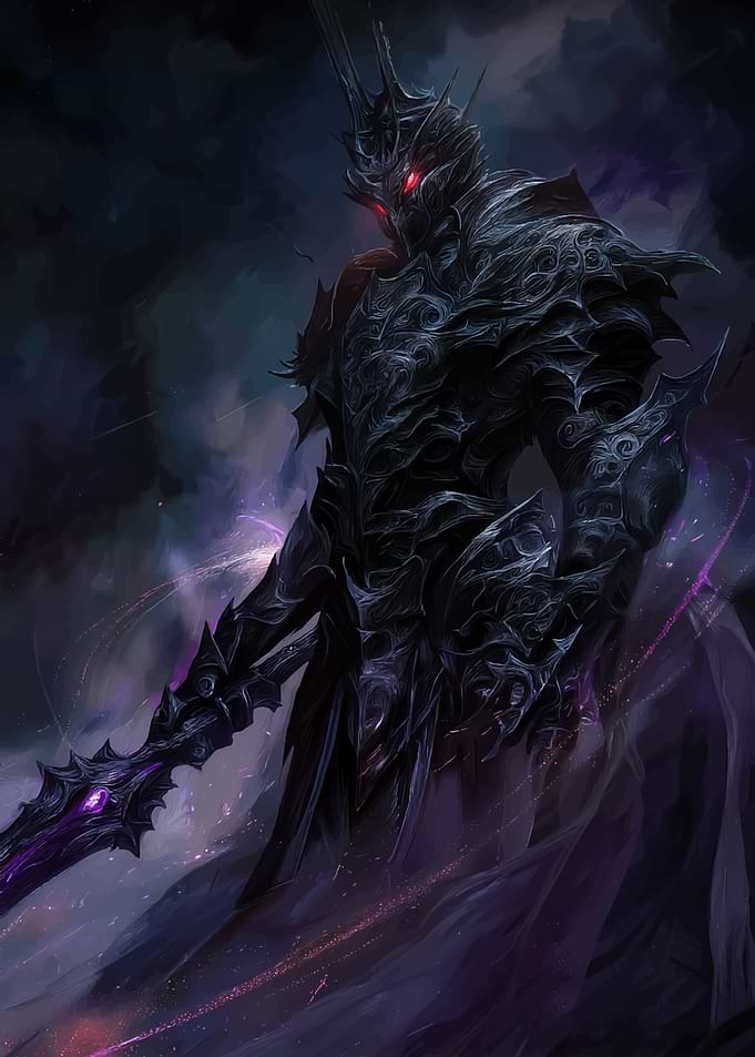 Dark Knight with Glowing Sword