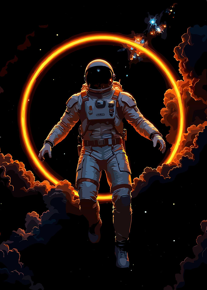 Astronaut in a cosmic ring