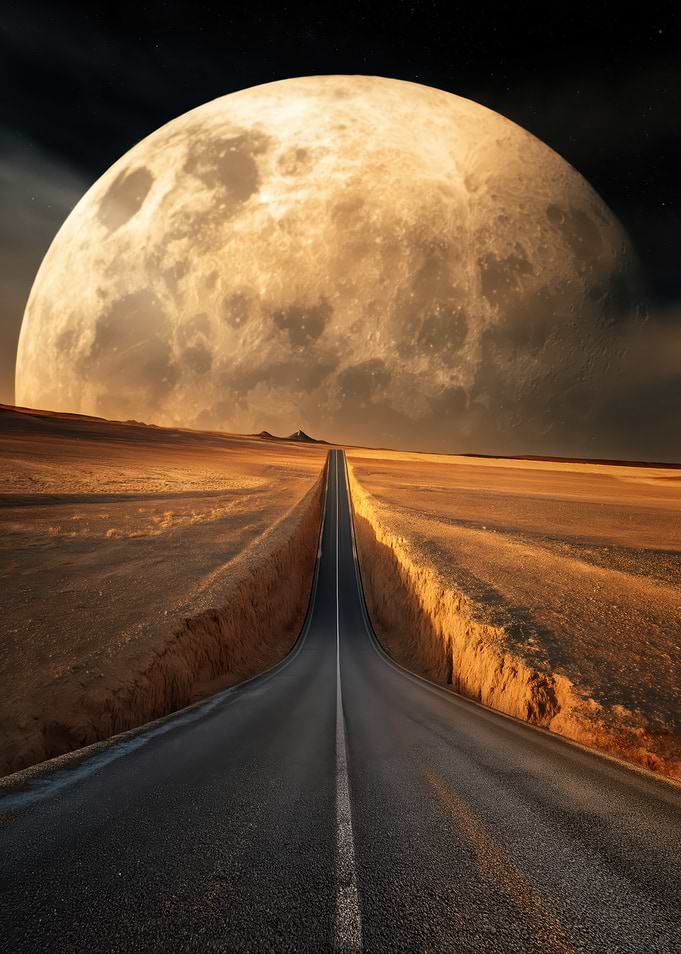 Surreal Road to a Giant Moon