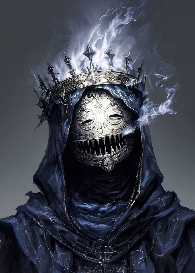Dark King with Crown and Smoke