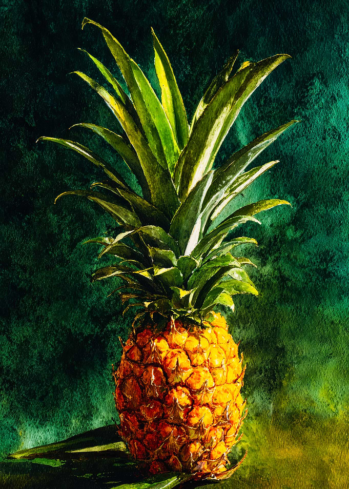 Vibrant Ripe Pineapple Still Life Art