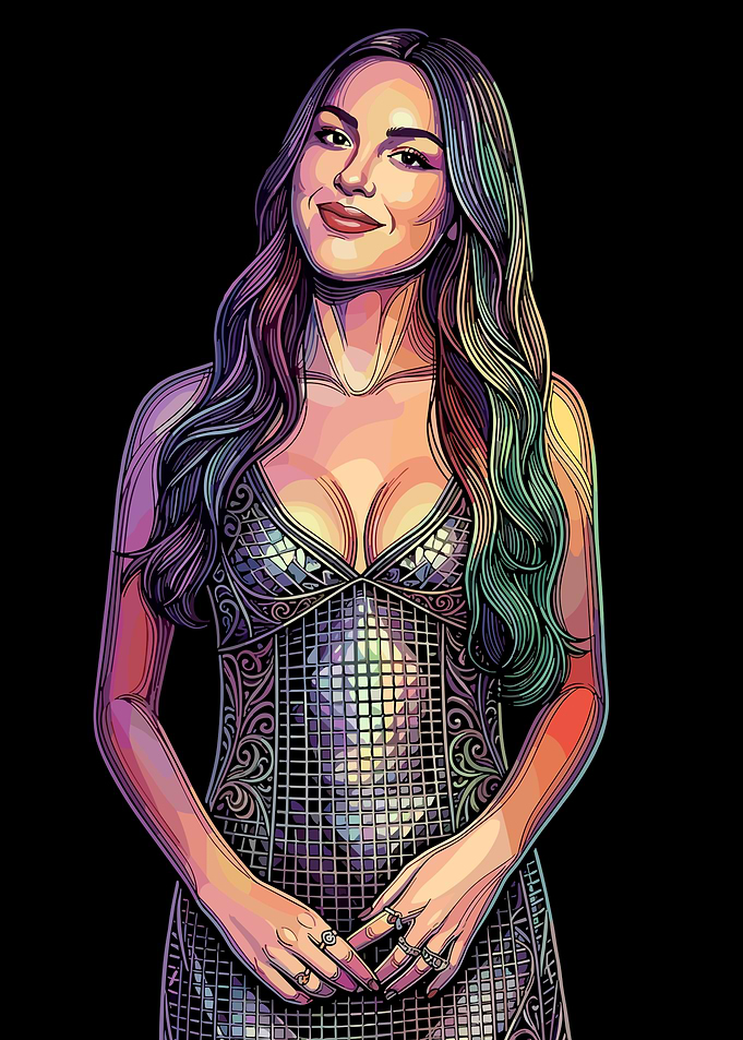 Olivia Rodrigo in a sequined dress