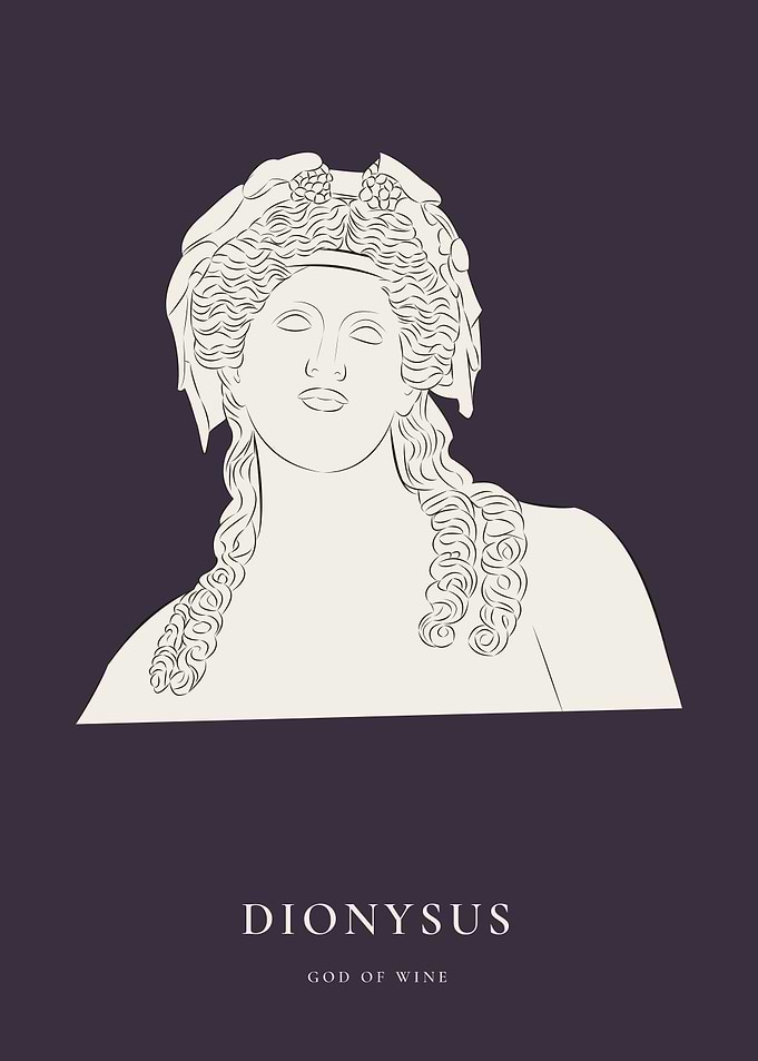 Dionysus Wall Art Print | Greek God of Wine Decor for Moody Luxury Interiors